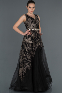 Длинное Помолвочное Платье Черный ABU1159