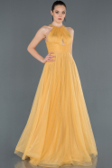 Длинное Выпускное Платье Лимонный ABU1160