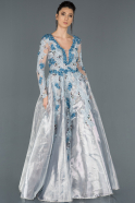 Длинное Вечернее Платье Синий ABU851