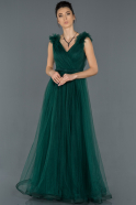 Длинное Помолвочное Платье Изумрудно-зеленый ABU1180