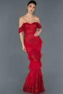 Длинное Помолвочное Платье красный ABU1172