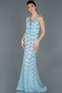 Длинное Помолвочное Платье Светло-синий ABU982