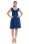 Короткое Коктейльное Платье Ярко-синий T2640