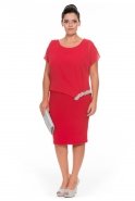 Короткое Платье Большого Размера красный ALK6003