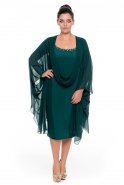 Короткое Свободное Вечернее Платье Изумрудно-зеленый ALK6041