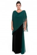 Длинное Свободное Вечернее Платье Черный-Изумрудный ALY6430