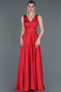 Длинное Атласное Выпускное Платье красный ABU1205