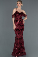 Длинное Вечернее Платье Бордовый ABU1207