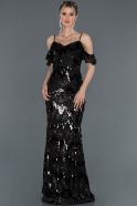 Длинное Вечернее Платье Черный ABU1207