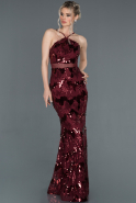 Длинное Помолвочное Платье Бордовый ABU1209