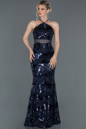 Длинное Помолвочное Платье Темно-синий ABU1209