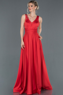 Длинное Атласное Выпускное Платье красный ABU1210