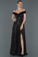 Длинное Помолвочное Платье Черный ABU1211