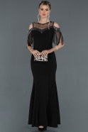 Длинное Вечернее Платье Черный ABU1212