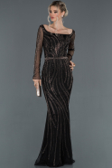 Длинное Вечернее Платье Черный ABU1214