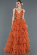 Длинное Платье Высокой Моды Оранжевый ABU1192