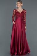 Длинное Помолвочное Платье Бордовый ABU983