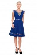 Короткое Коктейльное Платье Ярко-синий N98437