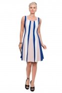 Короткое Вечернее Платье Ярко-синий T2691