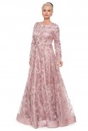 Длинное Платье С Хиджабом Пыльно-розовый S4342