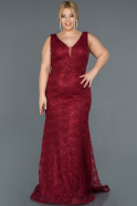 Кружевное Платье Большого Размера Бордовый ABU1215