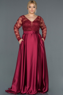 Большое Атласное Платье Бордовый ABU1216