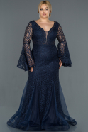 Большое Платье С Кружевами Темно-синий ABU1146