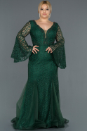 Большое Платье С Кружевами Изумрудно-зеленый ABU1146