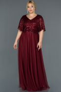 Длинное Пригласительное Платье Бордовый ABU964