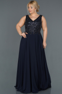 Длинное Свободное Вечернее Платье Темно-синий ABU1222