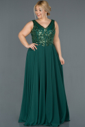 Длинное Свободное Вечернее Платье Изумрудно-зеленый ABU1222