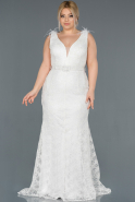 Кружевное Платье Большого Размера Белый ABU1217