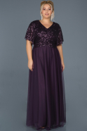 Длинное Пригласительное Платье Тёмно-пурпурный ABU964