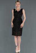 Длинное Пригласительное Платье С Кружевами Черный ABK633