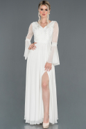 Длинное Выпускное Платье Белый ABU1252