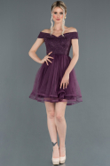 Короткое Выпускное Платье Тёмно-пурпурный ABK776