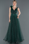 Длинное Помолвочное Платье Изумрудно-зеленый ABU1253