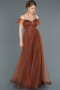 Длинное Помолвочное Платье Цвет корицы ABU1254
