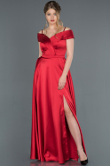 Длинное Атласное Выпускное Платье красный ABU1259