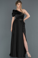 Длинное Атласное Платье Для Помолвки Черный ABU1270