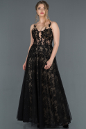 Длинное Платье Высокой Моды Черный ABU1262