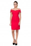 Короткое Коктейльное Платье красный C8055
