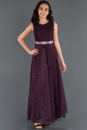Длинное Девичье Платье Тёмно-пурпурный ABU1228