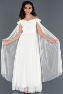 Длинное Девичье Платье Белый ABU1229
