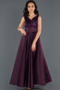 Длинное Девичье Платье Тёмно-пурпурный ABU1230