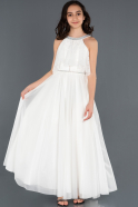 Длинное Девичье Платье Белый ABU1232
