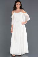 Длинное Девичье Платье Белый ABU1233