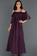 Длинное Девичье Платье Тёмно-пурпурный ABU1233