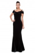 Длинное Велюровое Вечернее Платье Черный C7219