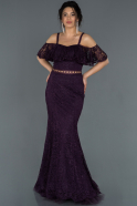 Длинное Кружевное Выпускное Платье Тёмно-пурпурный ABU836